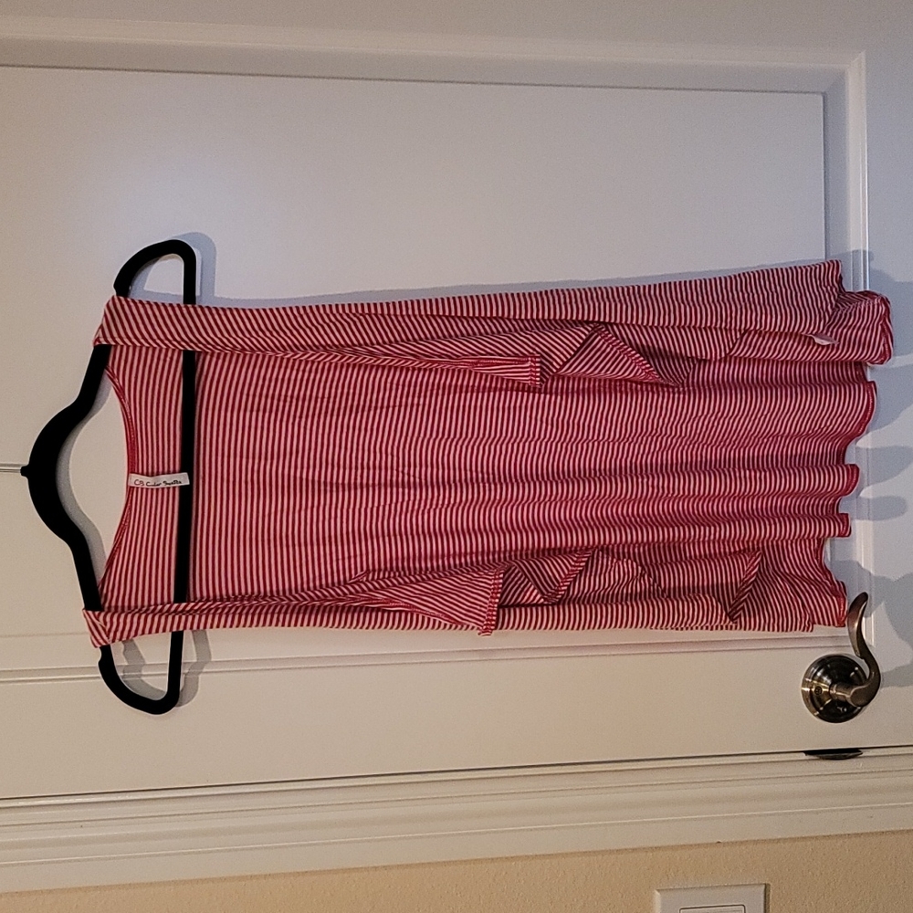 Red and white striped flowy kimono